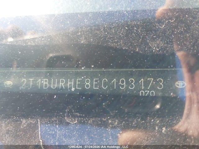 2T1BURHE8EC193173 Toyota Corolla L/le/le Pls/prm/s/s Pls