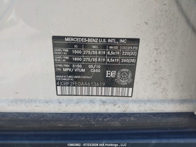 Aukcja sprzedaży 2010 Mercedes-benz Gl 350 Bluetec, vin: 4JGBF2FE0AA613619, numer aukcji: 12663562
