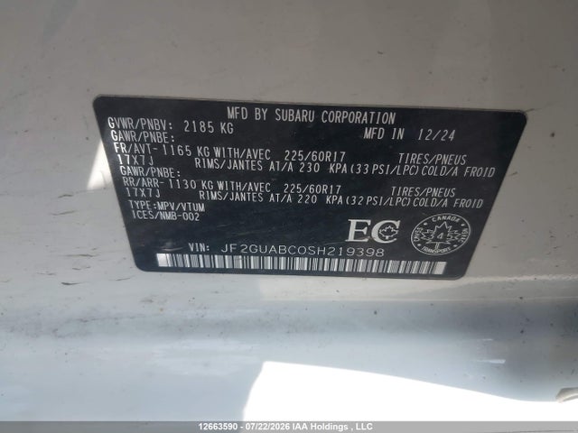 Subaru Crosstrek 2025 JF2GUABC0SH219398 Image 9