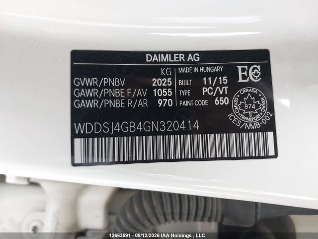 Продажа на аукционе авто 2016 Mercedes-benz Cla 250 4matic, vin: WDDSJ4GB4GN320414, номер лота: 12663591