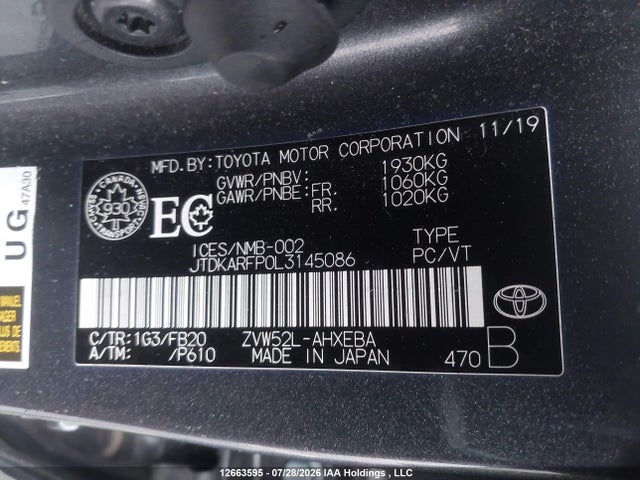 Toyota PRIUS PRIME 2020 JTDKARFP0L3145086 Image 9