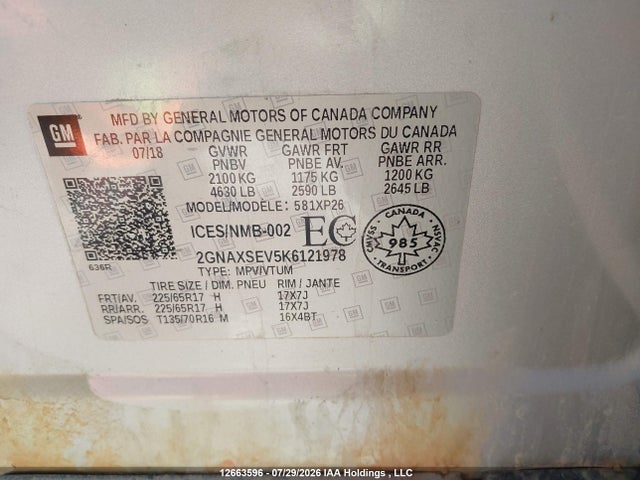Chevrolet Equinox 2019 2GNAXSEV5K6121978 Image 20