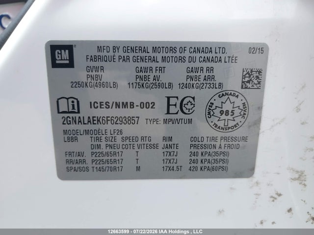 Chevrolet EQUINOX LS 2015 2GNALAEK6F6293857 Image 21