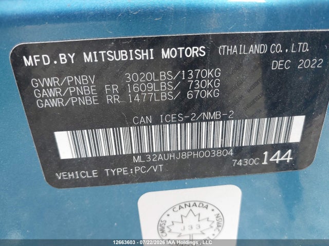ML32AUHJ8PH003804 Mitsubishi Mirage Es/le