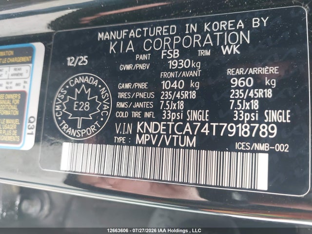 12663606 :رقم المزاد ، KNDETCA74T7918789 vin ، 2026 Kia Seltos Sx/x-line مزاد بيع