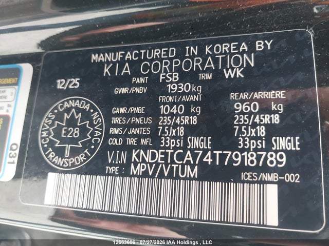 12663606 :رقم المزاد ، KNDETCA74T7918789 vin ، 2026 Kia Seltos Sx/x-line مزاد بيع