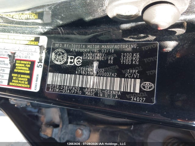 Продажа на аукционе авто 2018 Toyota Camry Hybrid, vin: 4T1B31HK0JU003742, номер лота: 12663636