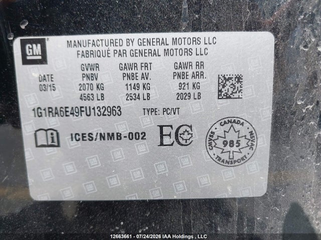 Chevrolet Volt 2015 1G1RA6E49FU132963 Image 9