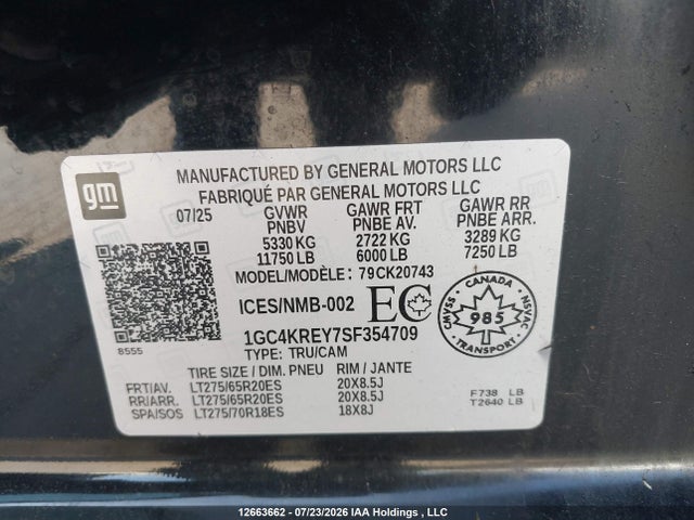 Продаж на аукціоні авто 2025 Chevrolet Silverado 2500hd , Standard Bed, High Country, 4wd, vin: 1GC4KREY7SF354709, номер лоту: 12663662