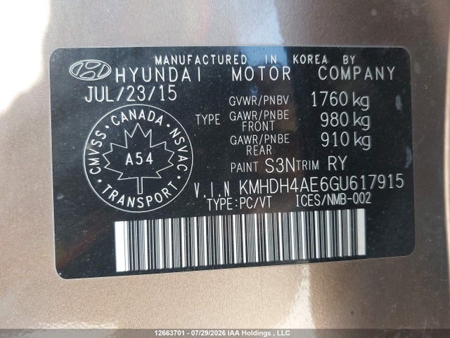 12663701 :رقم المزاد ، KMHDH4AE6GU617915 vin ، 2016 Hyundai Elantra Se/sport/limited مزاد بيع