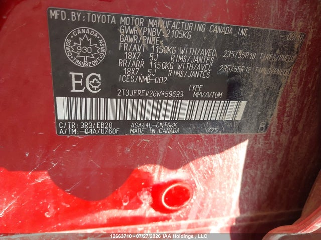 Toyota RAV4 SE 2016 2T3JFREV2GW459693 Image 9