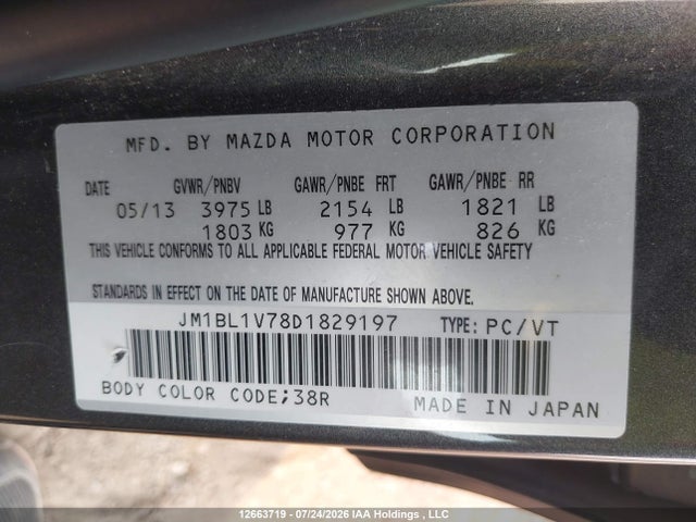 Aukcja sprzedaży 2013 Mazda Mazda3 Gs-sky, vin: JM1BL1V78D1829197, numer aukcji: 12663719