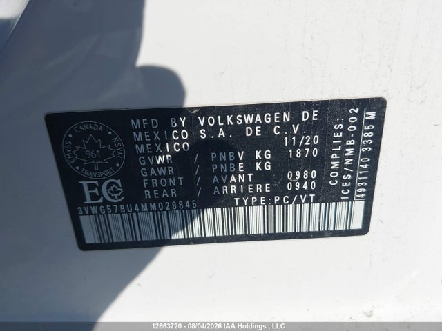 Volkswagen Jetta 2021 3VWG57BU4MM028845 Image 9