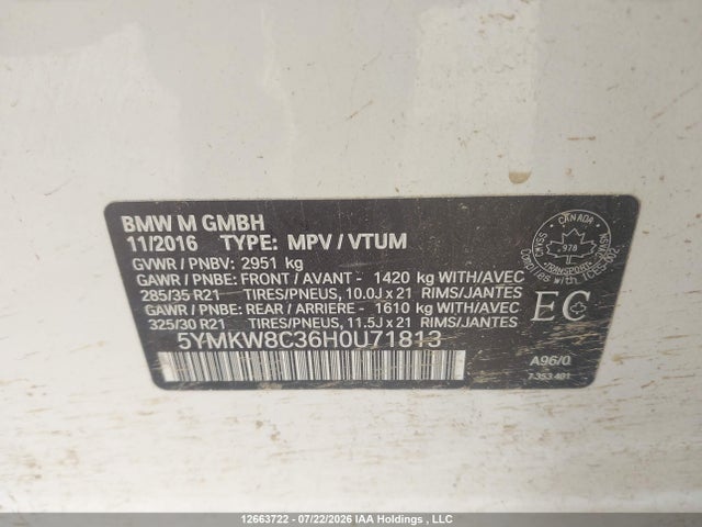 BMW X6 M 2017 5YMKW8C36H0U71813 Image 9