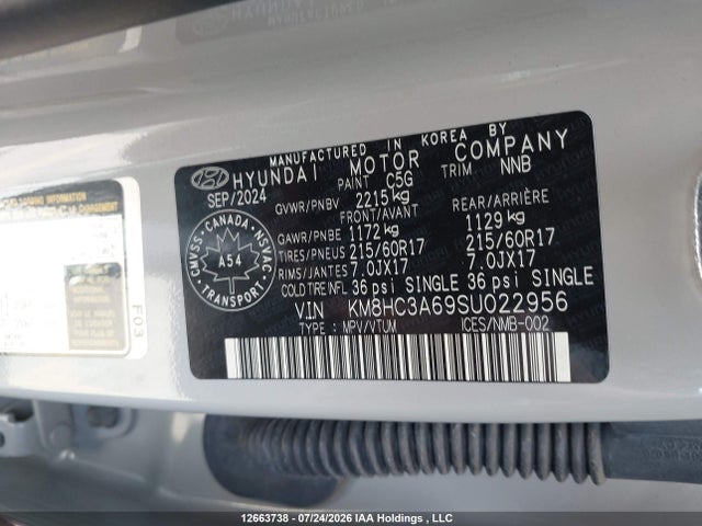 Продаж на аукціоні авто 2025 Hyundai Kona Electric Preferred, vin: KM8HC3A69SU022956, номер лоту: 12663738