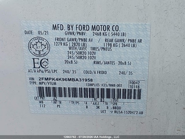 Ford Edge Titanium 2021 2FMPK4K96MBA31958 Image 9
