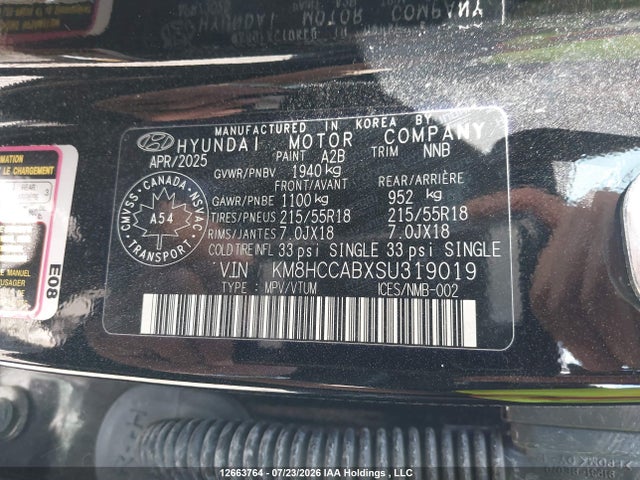 Aukcja sprzedaży 2025 Hyundai Kona Sel, vin: KM8HCCABXSU319019, numer aukcji: 12663764