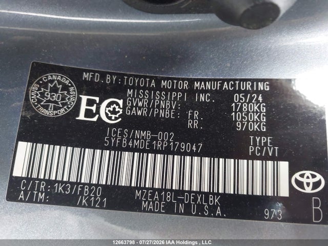 Toyota COROLLA LE 2024 5YFB4MDE1RP179047 Image 9