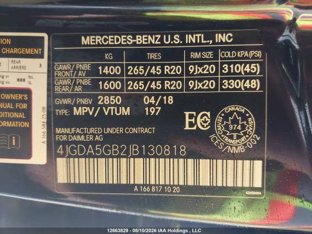 Продаж на аукціоні авто 2018 Mercedes-benz Gle 400 4matic, vin: 4JGDA5GB2JB130818, номер лоту: 12663829