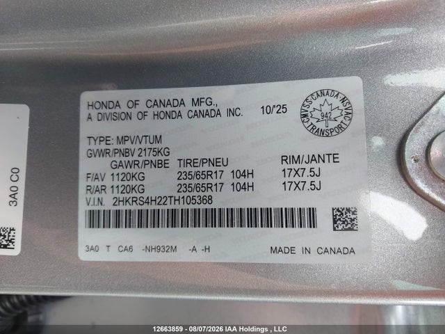 Honda CR-V LX 2026 2HKRS4H22TH105368 Image 9
