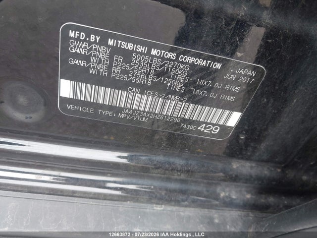 JA4JZ3AX2HZ612290 Mitsubishi Outlander Se