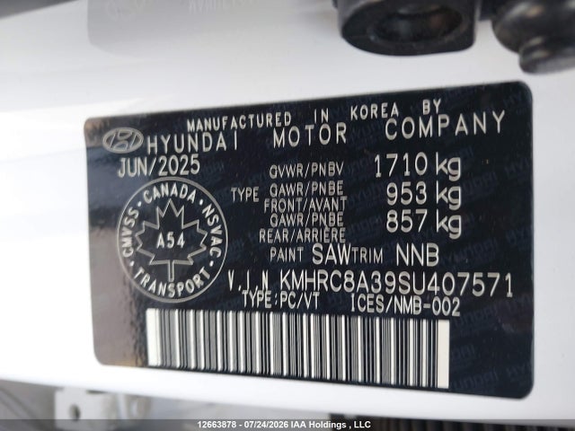 Продаж на аукціоні авто 2025 Hyundai Venue Preferred, vin: KMHRC8A39SU407571, номер лоту: 12663878