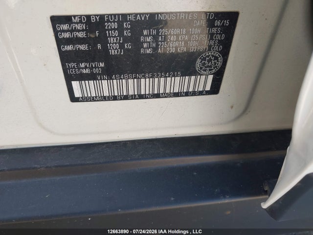 4S4BSFNC8F3354215 Subaru Outback 3.6r Limited