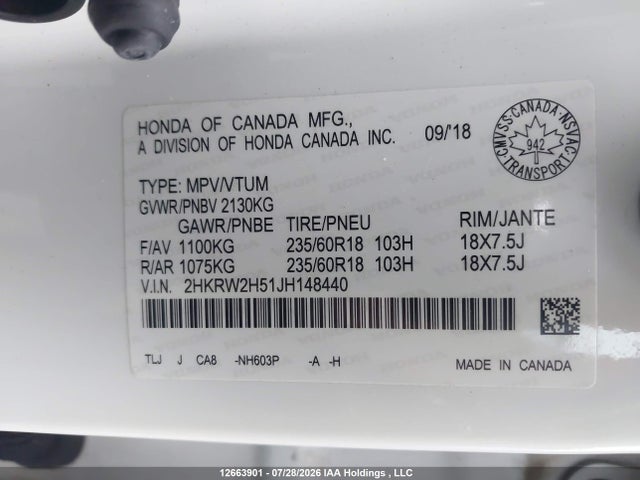 Honda CR-V EX 2018 2HKRW2H51JH148440 Image 9
