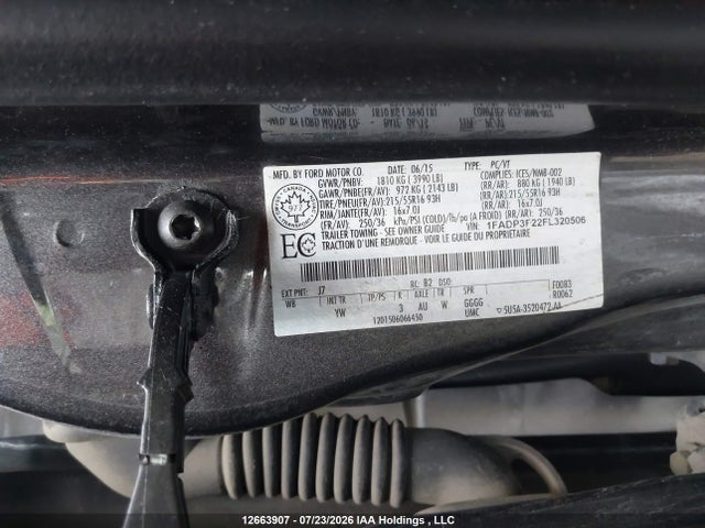 12663907 :رقم المزاد ، 1FADP3F22FL320506 vin ، 2015 Ford Focus Se مزاد بيع