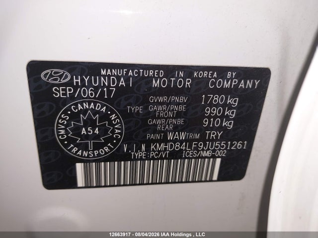 KMHD84LF9JU551261 Hyundai Elantra