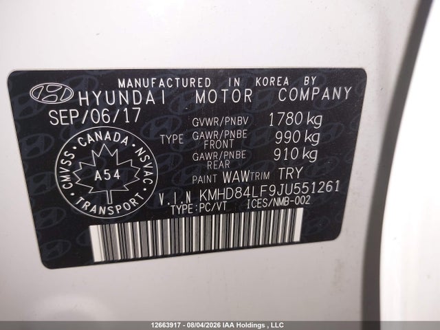 KMHD84LF9JU551261 Hyundai Elantra