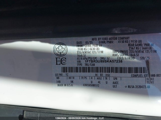 Ford Transit T-250 2025 1FTBR3U89SKA57238 Image 9