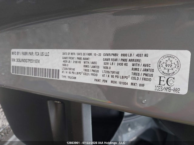 RAM Promaster 2500 2500 High 2023 3C6LRVDG7PE511074 Image 9