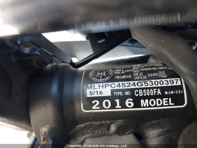 Honda Cb500 F 2016 MLHPC4524G5300397 Image 10
