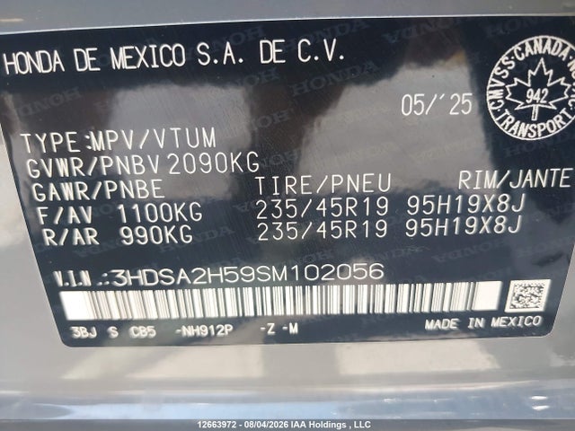 Продажа на аукционе авто 2025 Acura Adx A-spec, vin: 3HDSA2H59SM102056, номер лота: 12663972