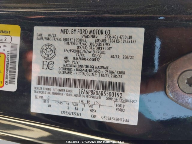 Продажа на аукционе авто 2024 Ford Mustang Dark Horse, vin: 1FA6P8R06R5500192, номер лота: 12663984