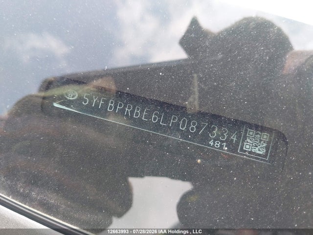 12663993 :رقم المزاد ، 5YFBPRBE6LP087334 vin ، 2020 Toyota Corolla Le مزاد بيع