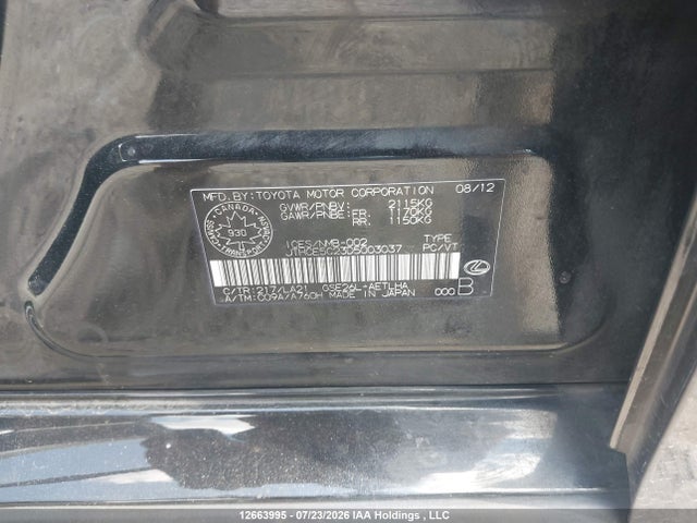 12663995 :رقم المزاد ، JTHCE5C23D5003037 vin ، 2013 Lexus Is 350 مزاد بيع