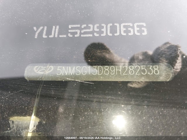 2009 Hyundai Santa Fe მანქანა იყიდება აუქციონზე, vin: 5NMSG13D89H282538, აუქციონის ნომერი: 12664007