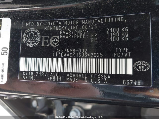 4T1DAACK1SU642025 Toyota Camry Xse/xle/le/se