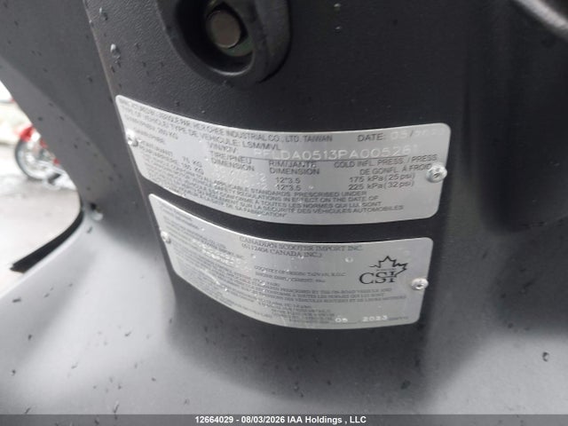 12664029 :رقم المزاد ، RFLDA0513PA005261 vin ، 2023 Adly Scooter مزاد بيع