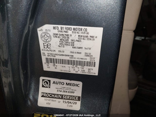 Продажа на аукционе авто 2011 Ford Escape Xlt Automatic, vin: 1FMCU0DG2BKB68198, номер лота: 12664041