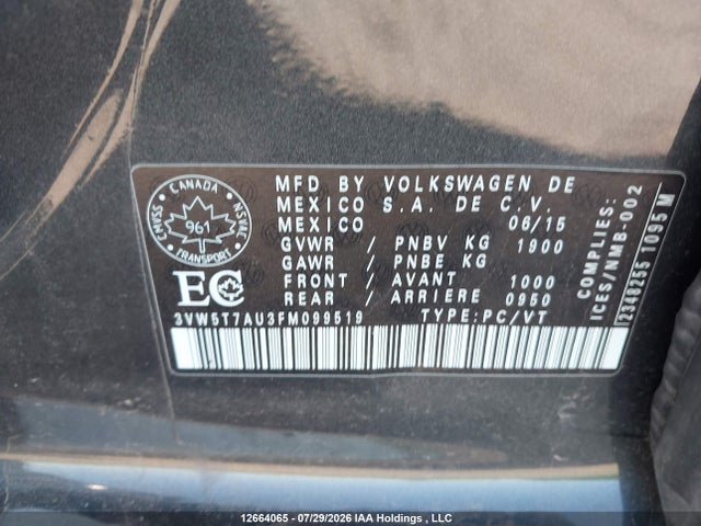 3VW5T7AU3FM099519 Volkswagen GTI