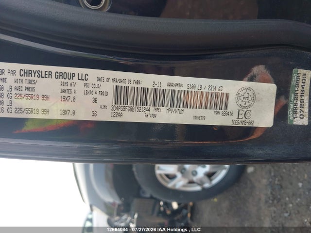 2011 Dodge Journey Sxt მანქანა იყიდება აუქციონზე, vin: 3D4PG5FG8BT521844, აუქციონის ნომერი: 12664084