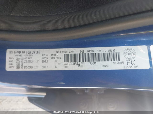 Aukcja sprzedaży 2019 Ram 1500 Rebel, vin: 1C6SRFLTXKN871511, numer aukcji: 12664090