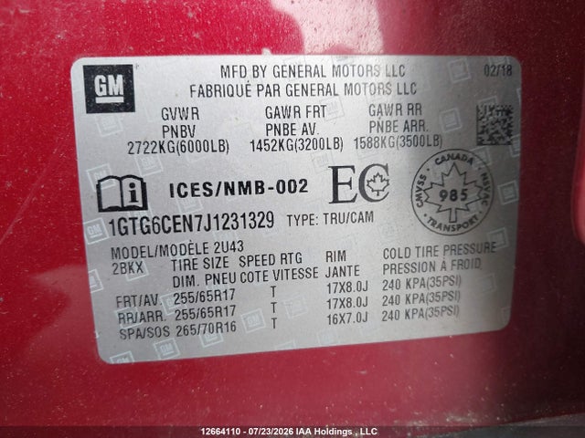 1GTG6CEN7J1231329 GMC Canyon All Terrain W/cloth