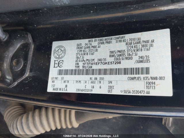 Ford F150 Supercrew 2016 1FTFW1EF7GKE57298 Image 9