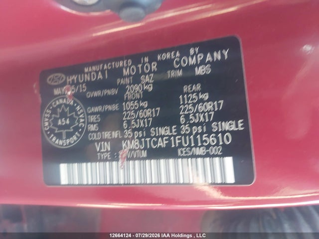 KM8JTCAF1FU115610 Hyundai TUCSON GLS