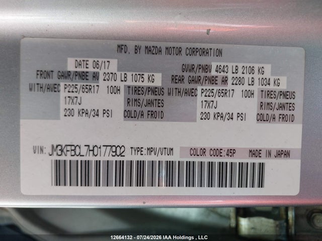JM3KFBCL7H0177902 Mazda Cx-5 Touring