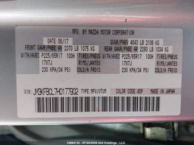 JM3KFBCL7H0177902 Mazda Cx-5 Touring
